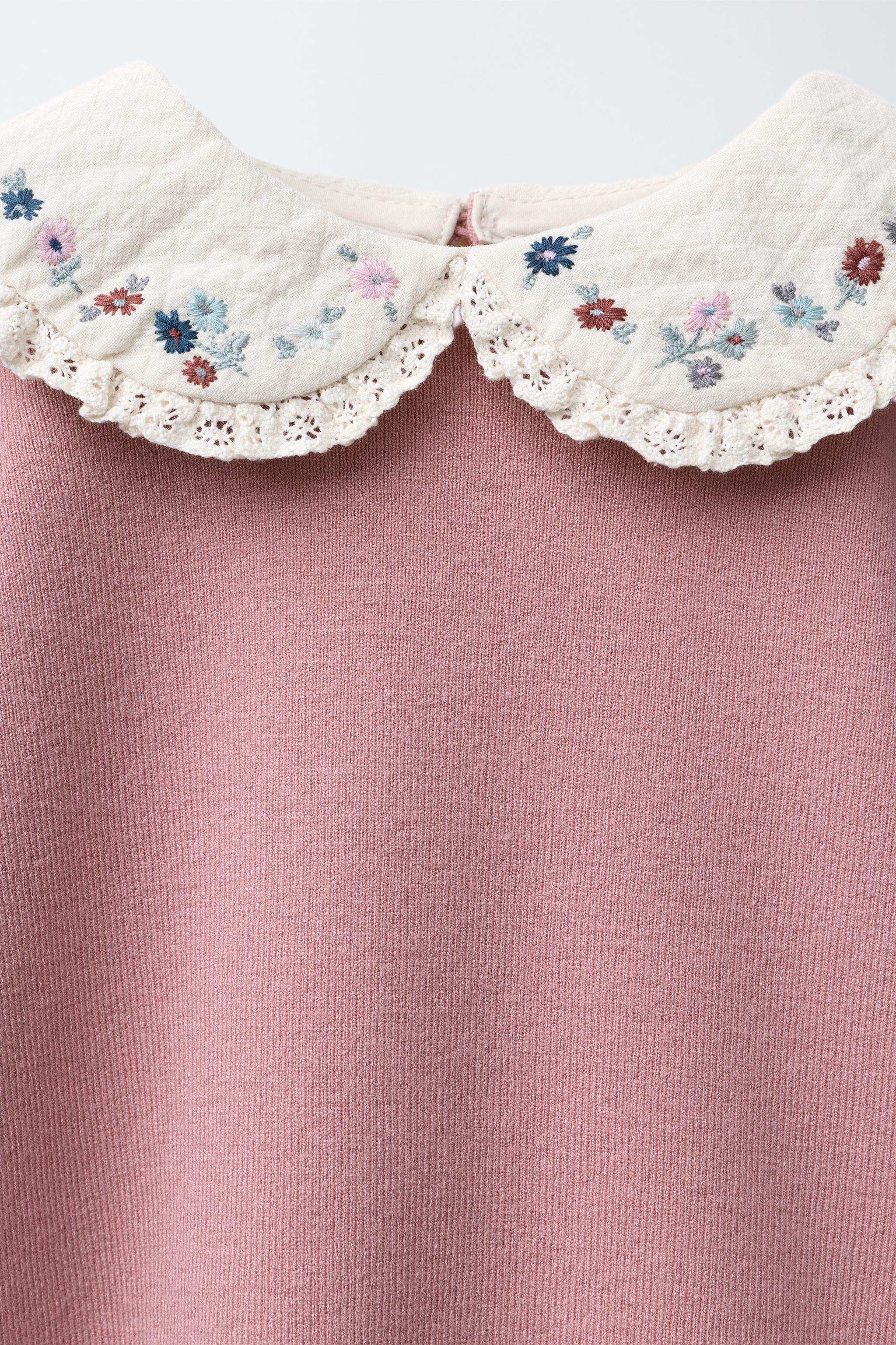 FLORAL PETER PAN COLLAR KNIT SWEATER